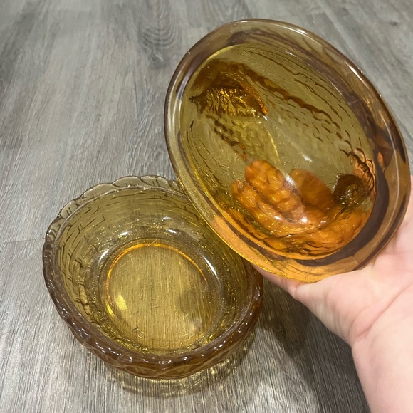 Vintage Amber Glass Nesting Hen Chicken Dish L E Smith - Picture 4 of 9